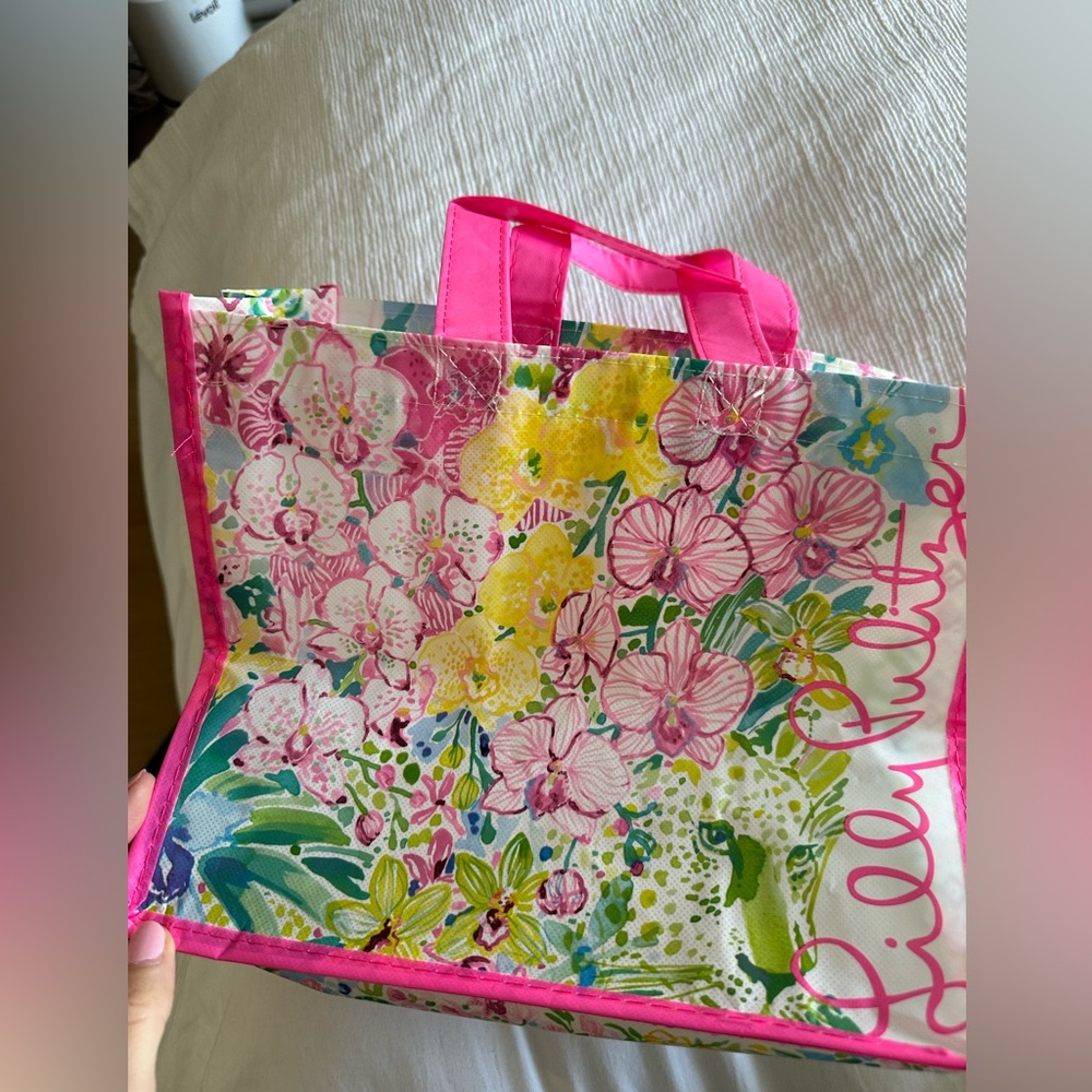 Lilly Pulitzer Pink and Yellow Floral reusable Bag